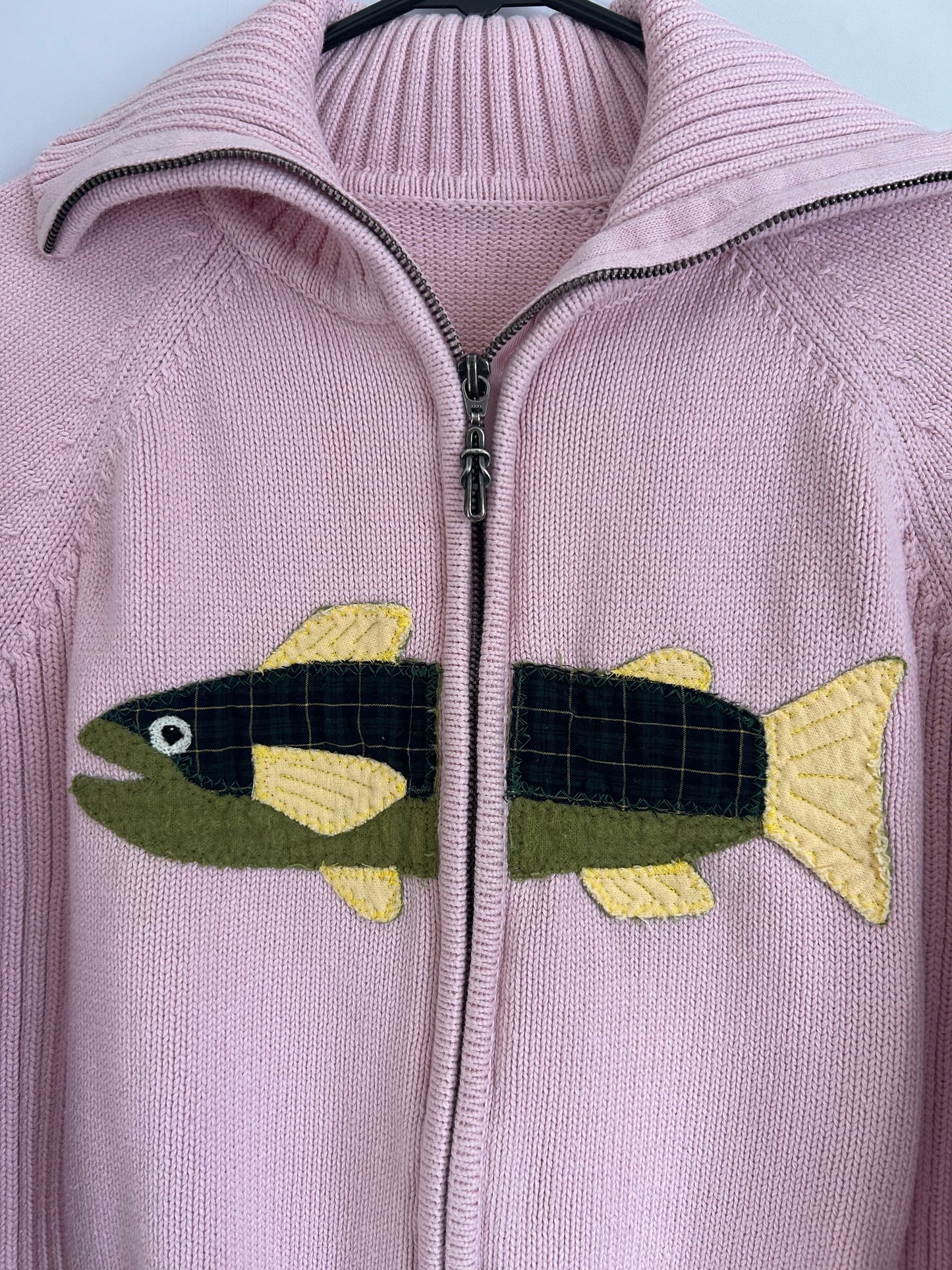 Green Plaid Fish Zip Up