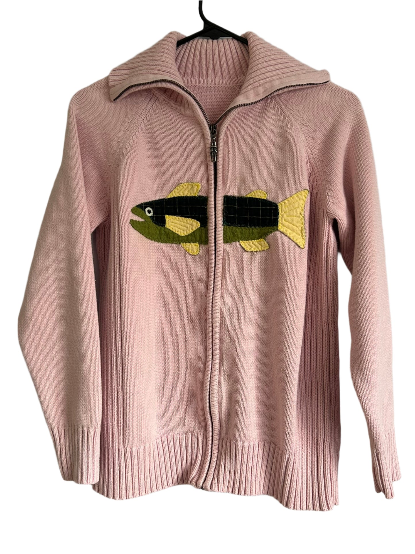 Green Plaid Fish Zip Up