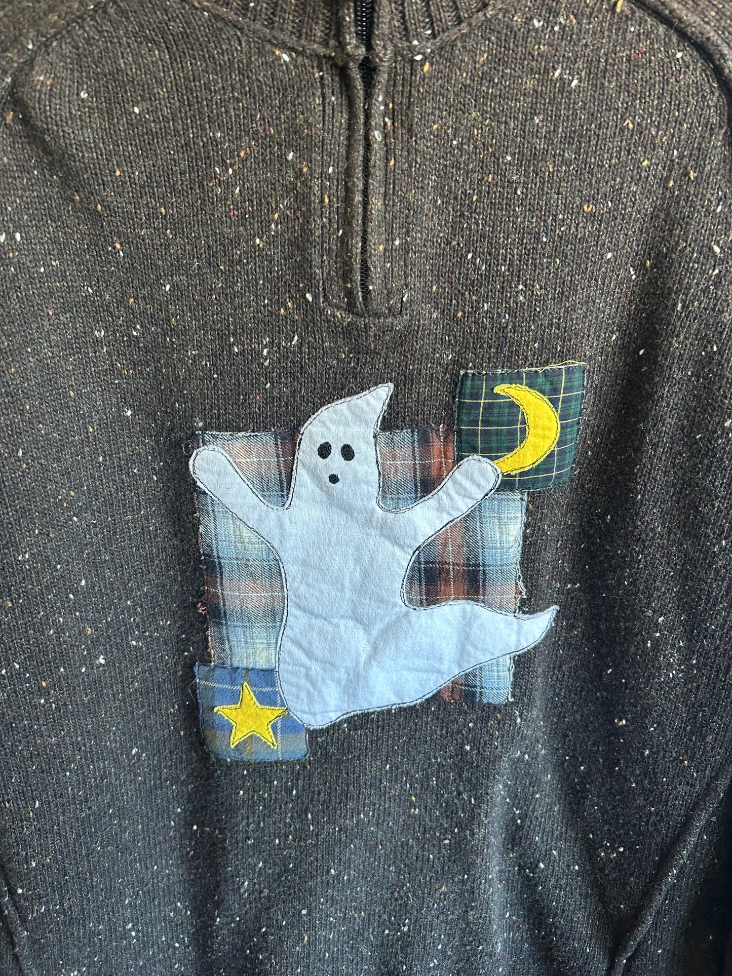 Plaid Patchy Ghost Sweater