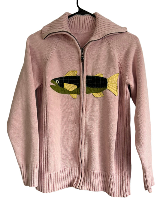 Green Plaid Fish Zip Up