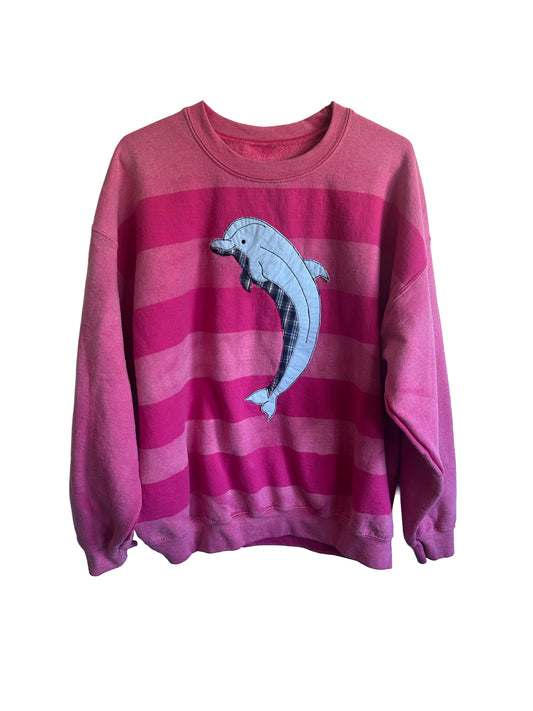 Pink Striped Dolphin Sweatshirt